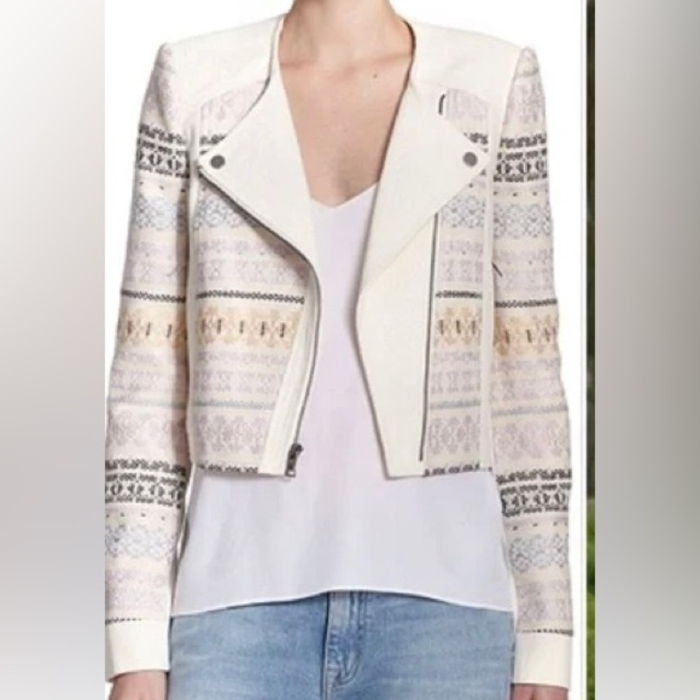 Zip Up Jacket Pastel Patterned BCBGMaxAzria